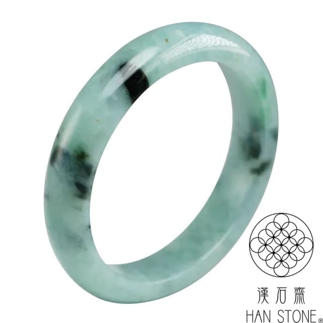 【漢石齋】情人節禮物 天然翡翠A貨 手鐲玉鐲 飄花種 福 利 品(手圍18.6/版寬13.6mm)