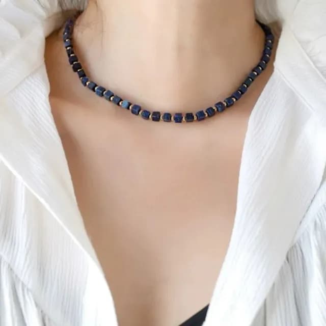 【Penny珮妮】青金石方糖項鍊(母親節 送女友 送閨蜜 情人節 交換禮物 生日 尾牙 新年 結婚)