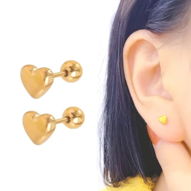 【日韓心型】不掉色鋼鈦愛心鎖珠耳環1對(貴氣 轉珠 耳墜 飾品 耳飾 耳針 耳釘 首飾 情人節 送禮物)