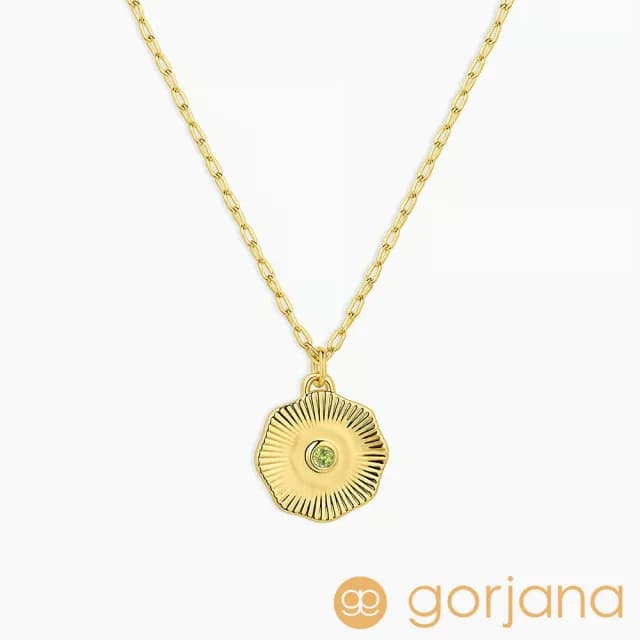 【GORJANA】橄欖石 圓牌幸運項鍊 8月誕生石項鍊 紀念日/生日禮物 簡約百搭(誕生石項鍊)