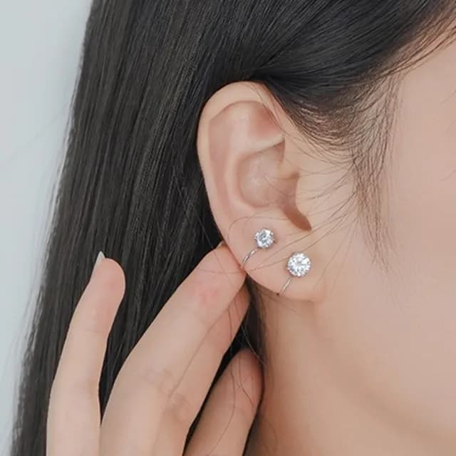 【Emi 艾迷】韓系極簡單鑽耳骨夾耳環(6mm/4mm)