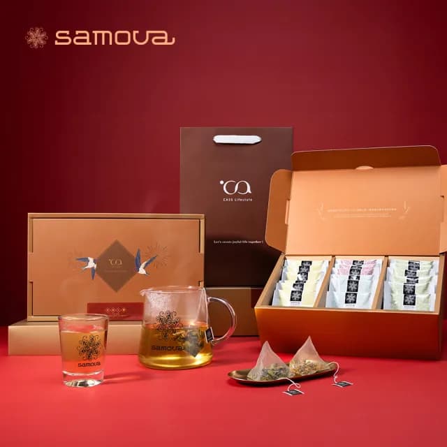 【Samova】祝福之馨 茶饗中秋禮盒(德國天然茶包18入/洋甘菊茶/水果茶/綠國寶茶/草本綠茶)