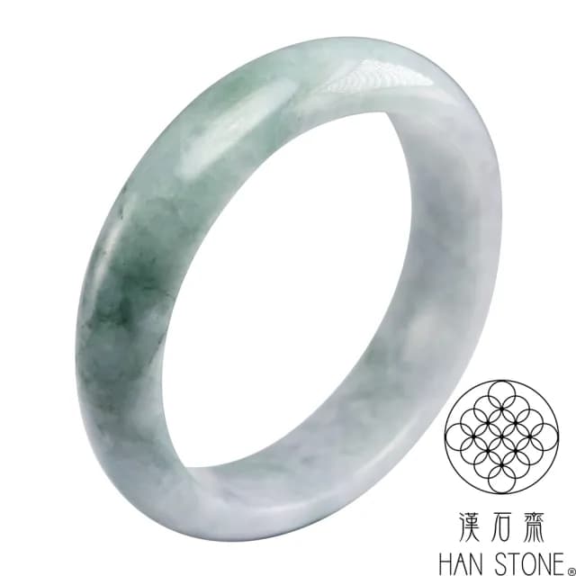 【漢石齋】情人節禮物 天然翡翠A貨 手鐲玉鐲 春帶彩種飄花 福 利 品(手圍18.6/版寬15.4mm)