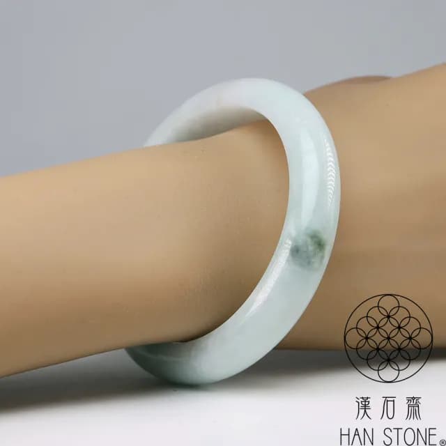 【漢石齋】情人節禮物 天然翡翠A貨 手鐲玉鐲 飄花種(手圍18.3/版寬12.6mm)