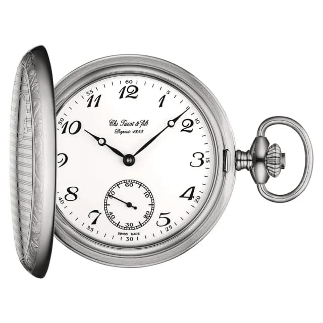 【TISSOT 天梭】小秒針手上鍊懷錶-附鍊 情人節禮物(T83640212)