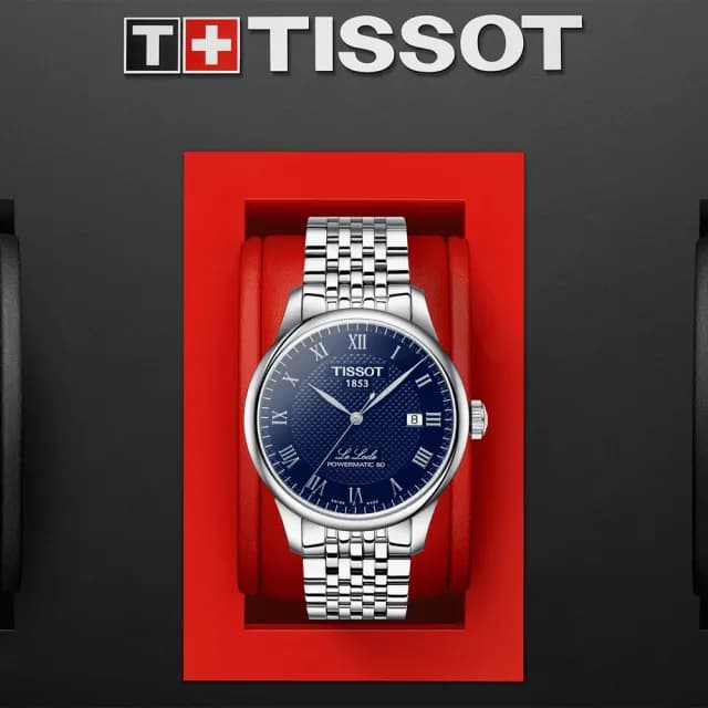 【TISSOT 天梭】Le Locle 力洛克80小時動力儲存機械錶-藍/39mm 七夕 情人節禮物(T0064071104300)