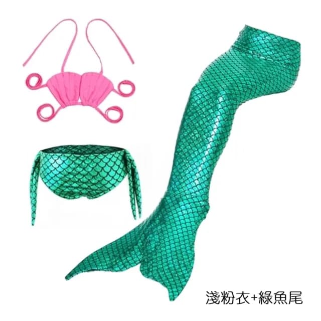 【橘魔法】美人魚泳裝套裝(三件式 拍照 攝影 造型服 角色扮演 兒童 泳衣 泳裝 童裝 女童)