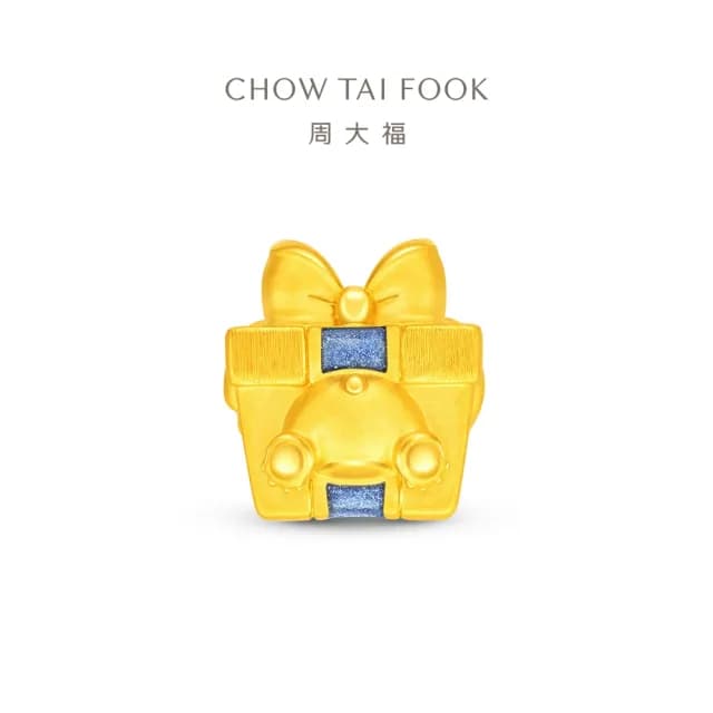 【周大福】迪士尼經典系列 史迪奇禮物盒吊墜黃金串珠