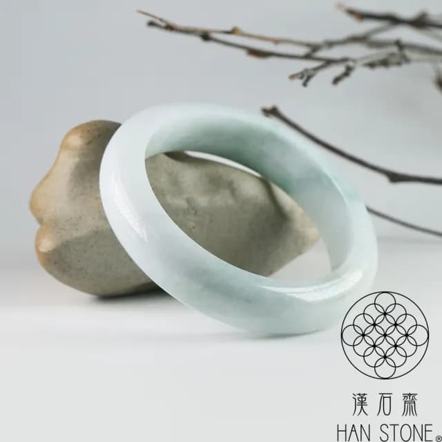 【漢石齋】情人節禮物 天然翡翠A貨 手鐲玉鐲 飄花種 福 利 品(手圍17.6/版寬14.4mm)
