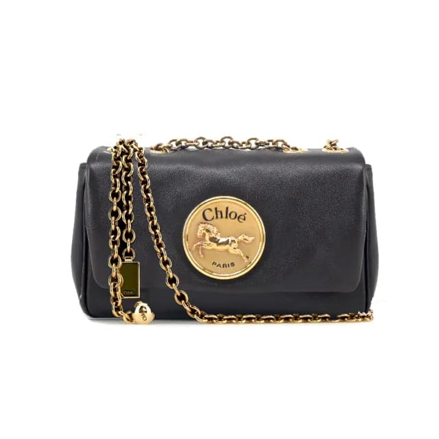 【Chloe’ 蔻依】Heritage粒面牛皮小號鏈帶包(黑色)