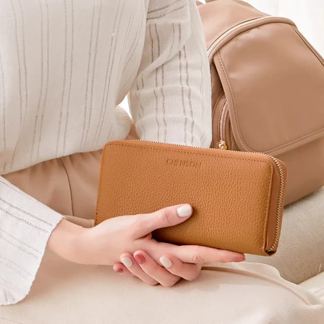 【CHENSON】雙11  12卡風琴卡層包覆式長夾 錢包 皮夾(W21425)