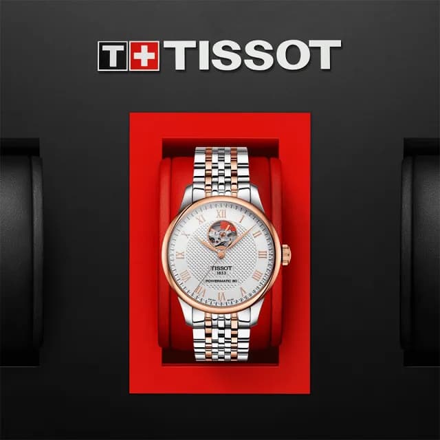【TISSOT 天梭】Le Locle 80小時動力儲存開芯鏤空機械錶 七夕 情人節禮物(T0064072203302)