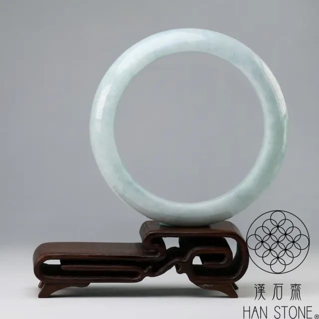 【漢石齋】情人節禮物 天然翡翠A貨 手鐲玉鐲 飄花種 福 利 品(手圍18.4/版寬12.9mm)