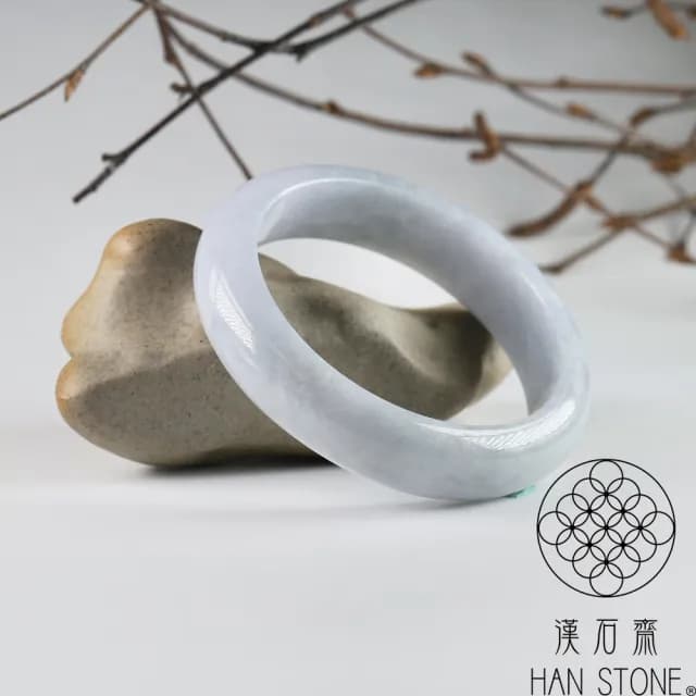 【漢石齋】情人節禮物 天然翡翠A貨 手鐲玉鐲 紫羅蘭種(手圍18.5/版寬15.3mm)