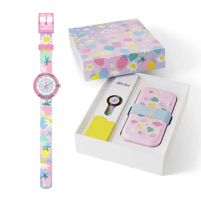 【Flik Flak】兒童手錶 BERRY NICE monbento便當盒套組/瑞士製造 FPNP175(31.85mm)