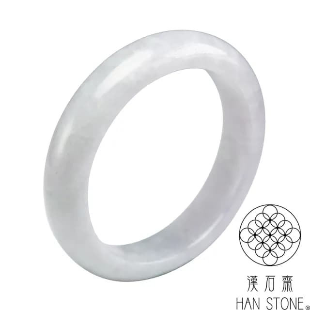 【漢石齋】情人節禮物 天然翡翠A貨 手鐲玉鐲 淺色冰糯種紫羅蘭(手圍16.3/版寬12.7mm)