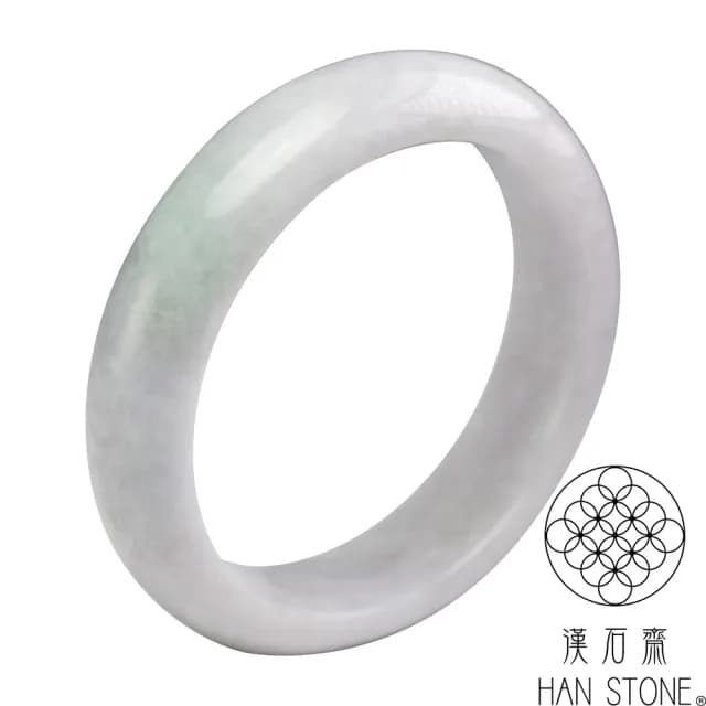 【漢石齋】情人節禮物 天然翡翠A貨 手鐲玉鐲 淺紫羅蘭種飄花(手圍17.8/版寬15mm)