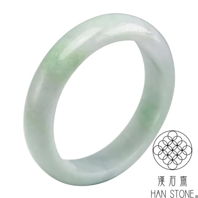 【漢石齋】情人節禮物 天然翡翠A貨 手鐲玉鐲 飄花種 福 利 品(手圍17.7/版寬14.5mm)