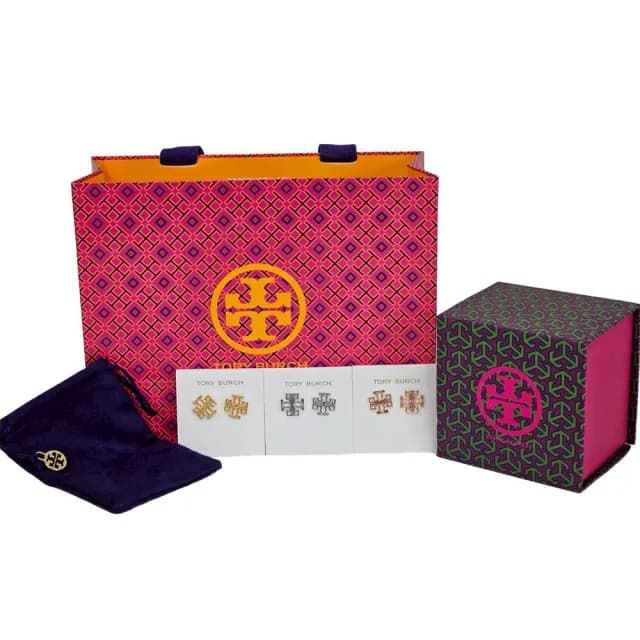 【TORY BURCH】經典雙t字簍空logo 玫瑰金/銀/金 耳針式 耳環禮盒組(贈原廠防塵袋紙袋紙盒/七夕情人節)