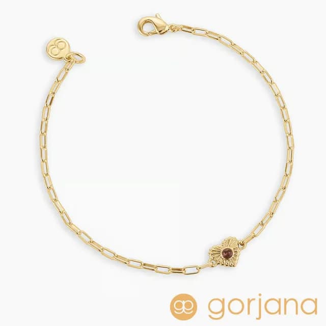 【GORJANA】紅石榴石 愛心幸運手鍊 1月誕生石手鍊 紀念日/生日禮物 簡約百搭(可調式手圍)