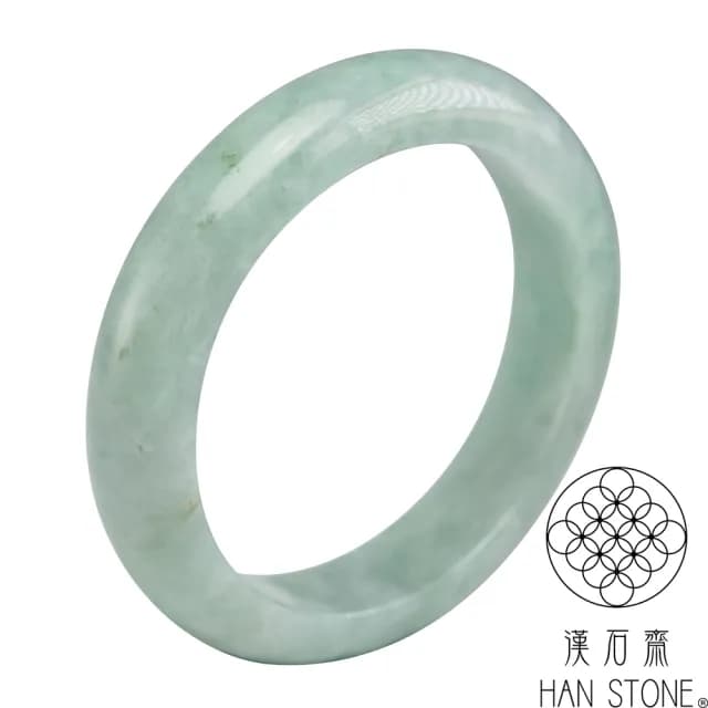 【漢石齋】情人節禮物 天然翡翠A貨 手鐲玉鐲 冰糯種飄花 福 利 品(手圍17.8/版寬13.7mm)