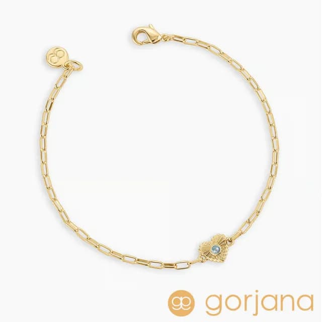 【GORJANA】海藍寶 愛心幸運手鍊 3月誕生石手鍊 紀念日/生日禮物 簡約百搭(可調式手圍)