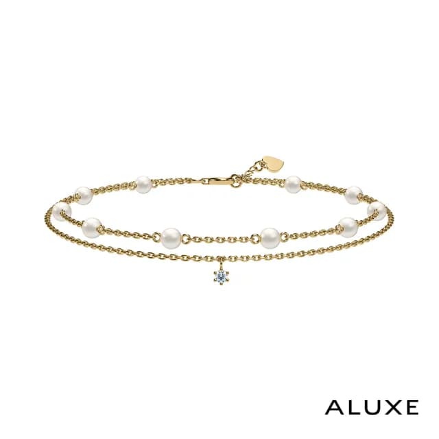 【ALUXE 亞立詩】10K金 天然淡水珍珠 鑽石手鍊 單鑽雙鍊 珍愛系列 Be Loved BR0215(珍愛系列 Be Loved)