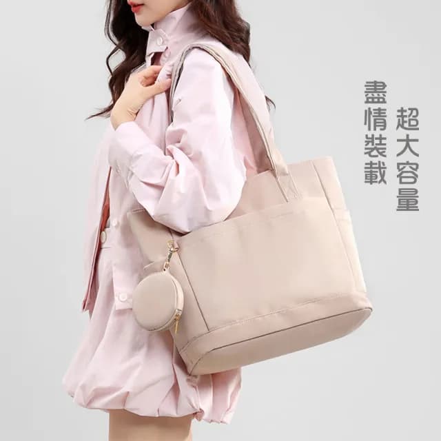 【BONum 博紐】情人節禮物 女用尼龍布16吋氣囊托特單肩商務電腦包(時尚 女用 女仕 筆電包 上班)
