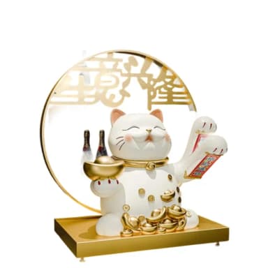 【巨匠】招財貓擺件 自動招手招財貓 客廳桌上擺件 收銀臺前臺裝飾品 開業禮物生意興隆(招財貓桌上擺件)