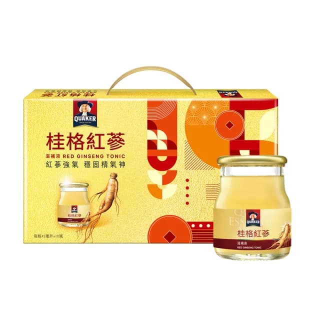 【QUAKER 桂格】紅蔘滋補液禮盒42mlx10入(送禮推薦)