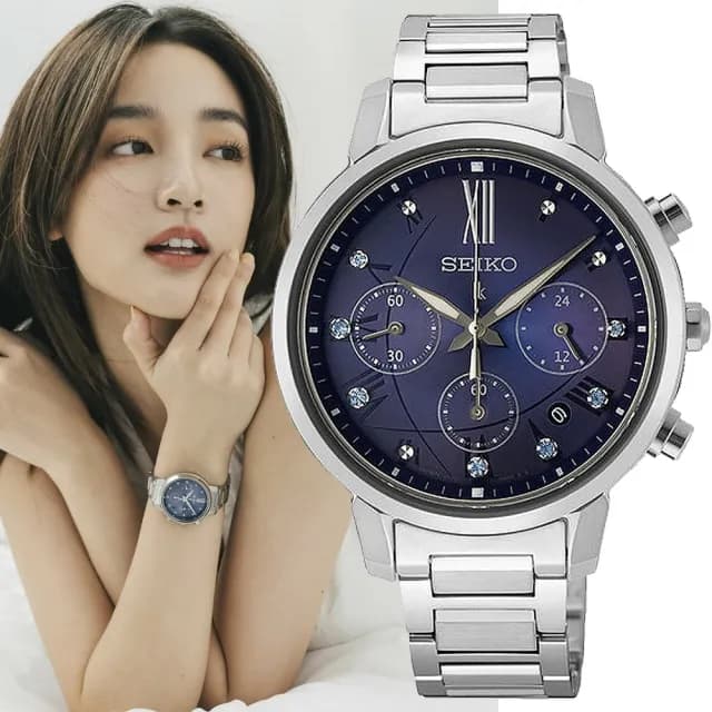 【SEIKO 精工】LUKIA 王淨推薦款 太陽能三眼計時女錶 手錶 送禮 推薦(SSC921J1/V175-0FC0B)