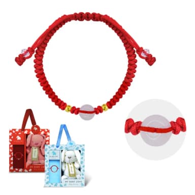 【金緻品】黃金兒禮 平安玉喜 紅繩手鍊 0.07錢(寶寶金飾 平安扣 如意環 彌月禮盒 金玉滿堂 新生兒送禮)