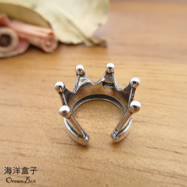 【海洋盒子】單只價。復古歐式宮廷風皇冠耳骨夾S925純銀夾式耳環(925純銀夾式耳環.單只價格)