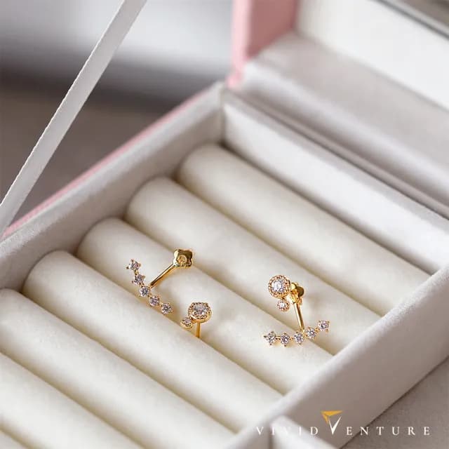 【Vividventure 亞帝芬奇】14K 55分 天然鑽石 鑽石 耳環 延長音(玫瑰金/黃K金/任選/兩用)