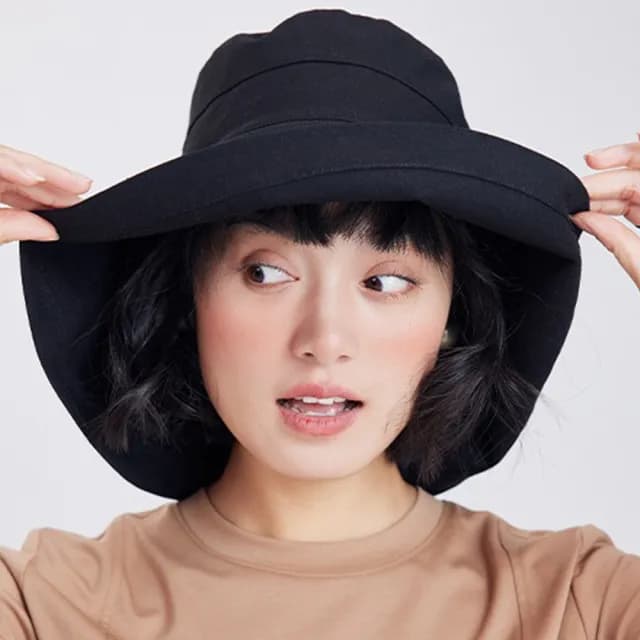 【MoonDy】父親節禮物 漁夫帽 大帽簷 帽子女 棉麻帽 日系風 可折疊 防曬帽 遮陽帽 女生漁夫帽 圓帽 純色 大