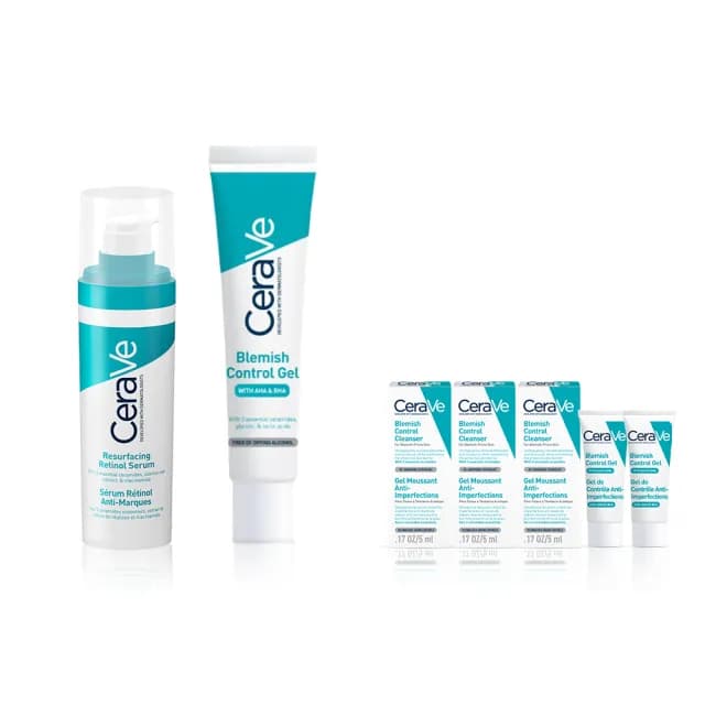 【CeraVe 適樂膚】淨痘淡疤組★A醇勻亮修護精華 30ml+多重酸煥膚修護精華40ml(抗痘)