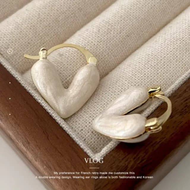 【韓系氣質】輕奢滴油愛心耳環1對(耳墜 耳飾 耳針 耳釘 首飾 垂墜耳環 情人節 送禮物)