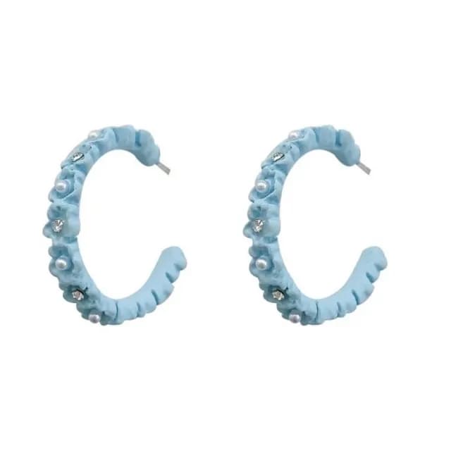 【青春明媚】藍色雛菊花朵耳環1對(耳墜 耳扣 飾品 耳飾 耳釘 耳針 耳環 首飾 情人節 送禮物)