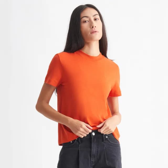 【Calvin Klein】官方旗艦館 CK CLASSIC SLIM T 恤_橙色