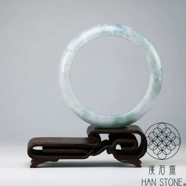 【漢石齋】情人節禮物 天然翡翠A貨 手鐲玉鐲 飄花種 福 利 品(手圍17.4/版寬14.1mm)