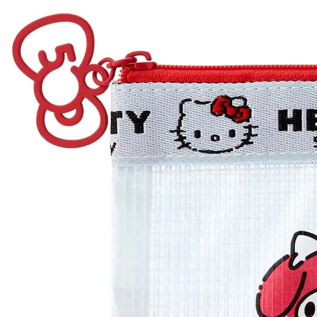 【SANRIO 三麗鷗】情人節禮物 Hello Kitty 50周年 網袋零錢包 扁平收納包 美樂蒂