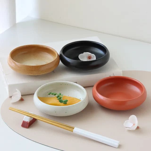 【Just Home】日式古樸窯燒陶瓷4.5吋深盤4件組(可微波 碗 盤 餐具 深盤 小菜碟)