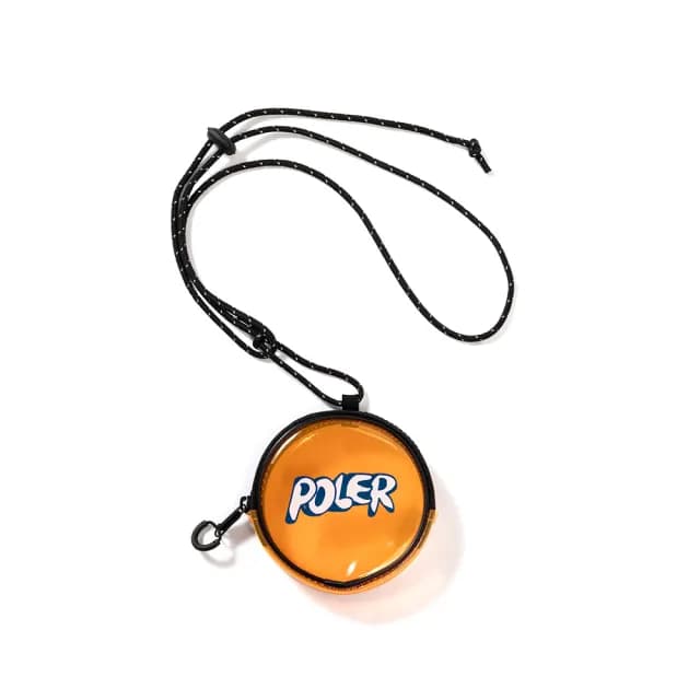 【POLER STUFF】情人節禮物 日本限定 POLER HIGH&DRY PVC ROUND POUCH 透明圓形防水小物袋 / 零錢小包(橘色