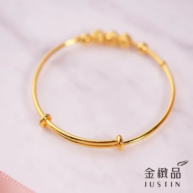 【金緻品】黃金兒禮 泡泡糖圈 小孩手環 0.82錢(寶寶金飾 小孩手環 童鐲 彌月禮盒 新生兒送禮 兒童)