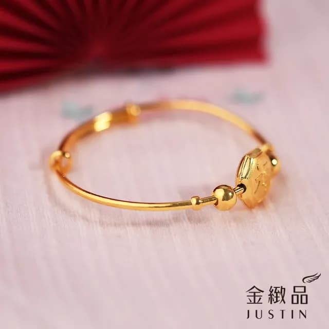 【金緻品】黃金兒禮 福枕八方 小孩手環 0.95錢(寶寶金飾 小孩手環 童鐲 彌月禮盒 新生兒送禮 兒童)