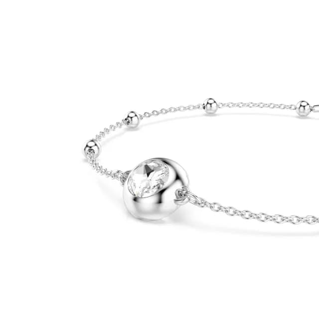 【SWAROVSKI 施華洛世奇】Una Angelic 手鏈 圓形切割 白色 鍍白金色(情人節禮物)