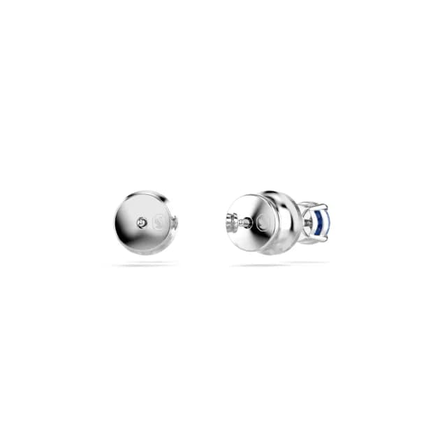【SWAROVSKI 施華洛世奇】Stilla Attract 耳釘 圓形切割 藍色 鍍白金色