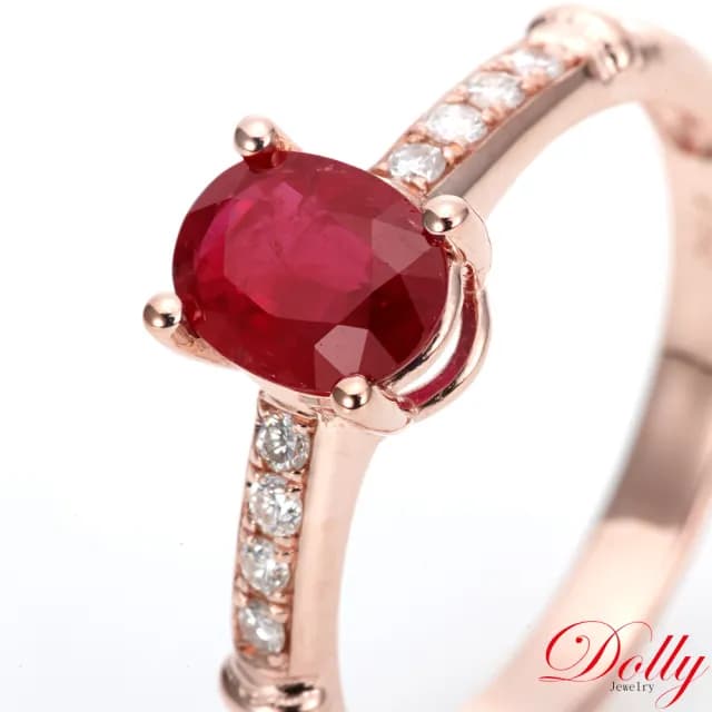 【DOLLY】1克拉 GRS無燒緬甸紅寶石18K金鑽石戒指-015(母親節 情人節 交換禮物首選)