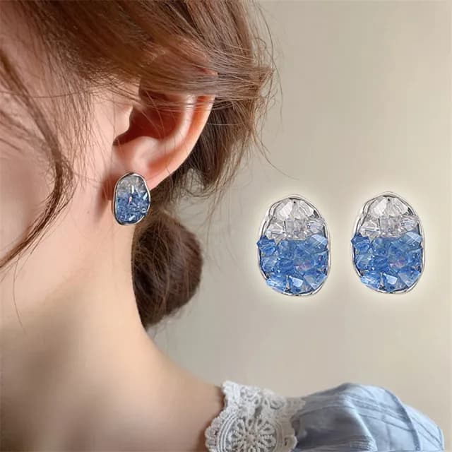 【Golicc】耳環 法式 雙色碎晶(七夕 情人節 生日 飾品 耳釘 耳飾 耳墜 禮物)
