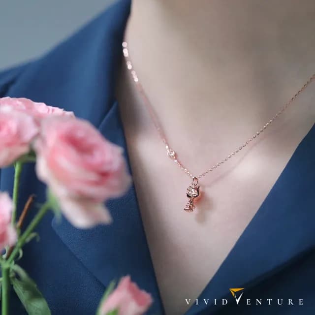 【Vividventure 亞帝芬奇】史努比 14K 3分 天然鑽石 鑽石 項鍊 俏皮之心(SNOOPY聯名系列 NO.05)